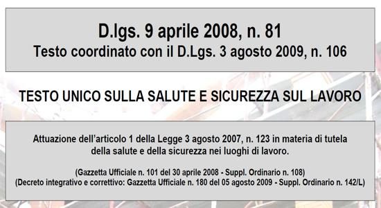 TU Sicurezza sul Lavoro 81_08 - Aggiornato Gennaio 2019